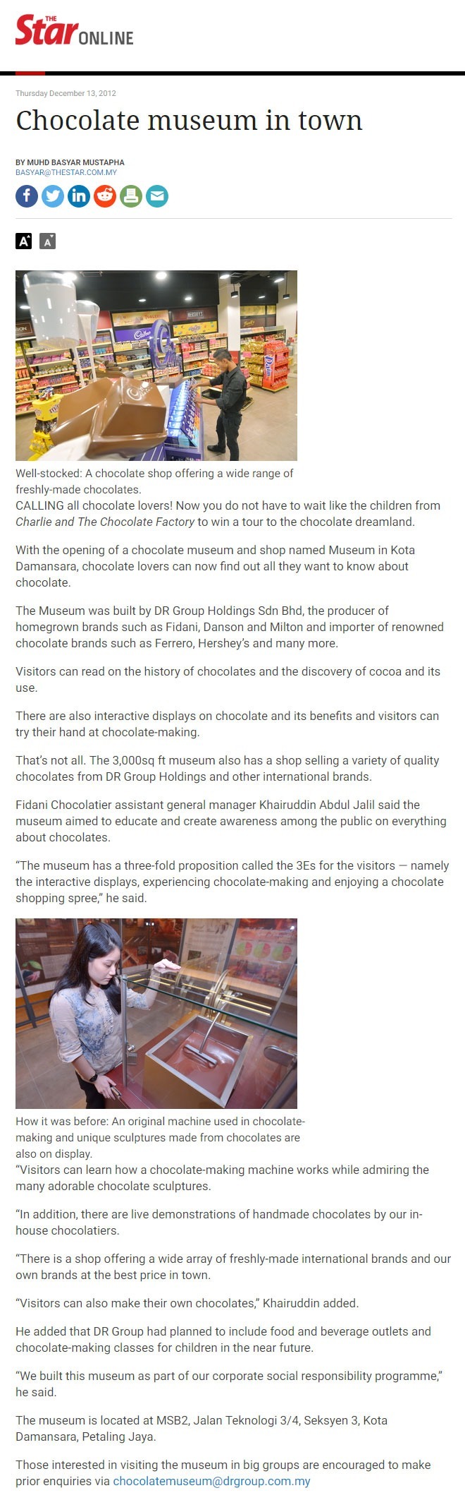Chocolate museum in town